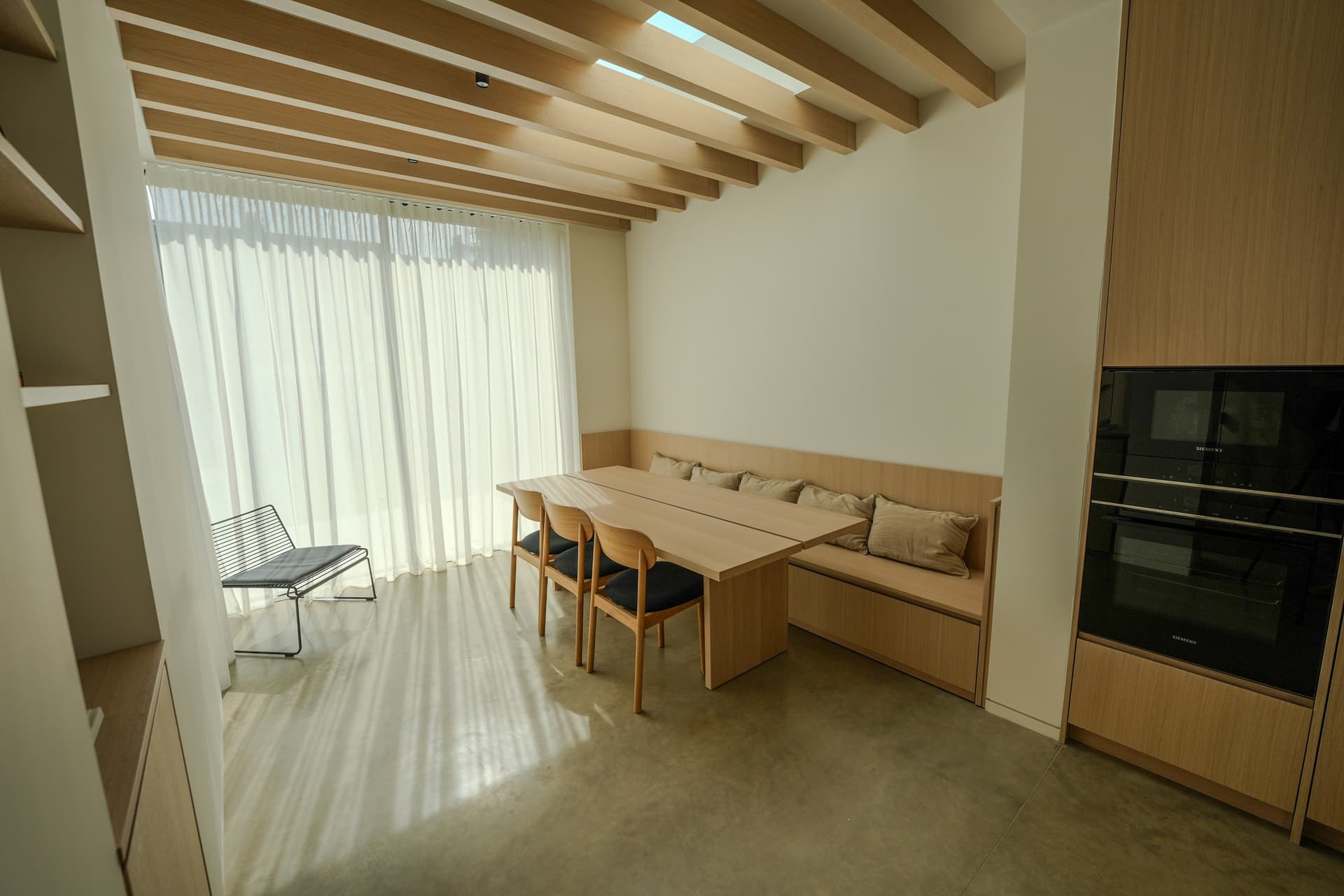 Kitchen interior with skylights