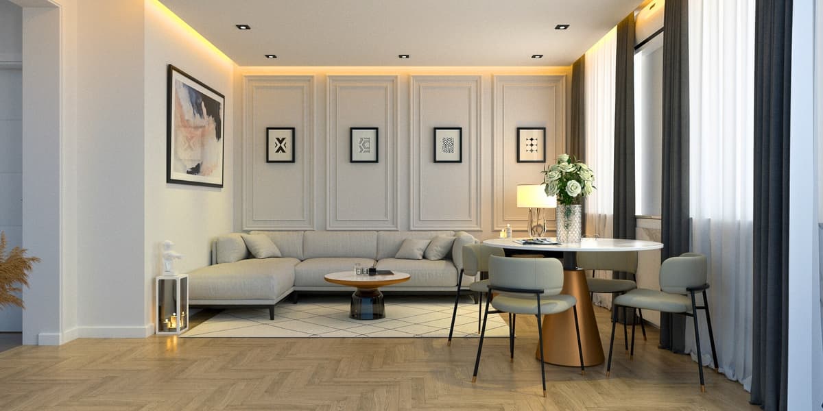 Interior design showcase in a finished living space