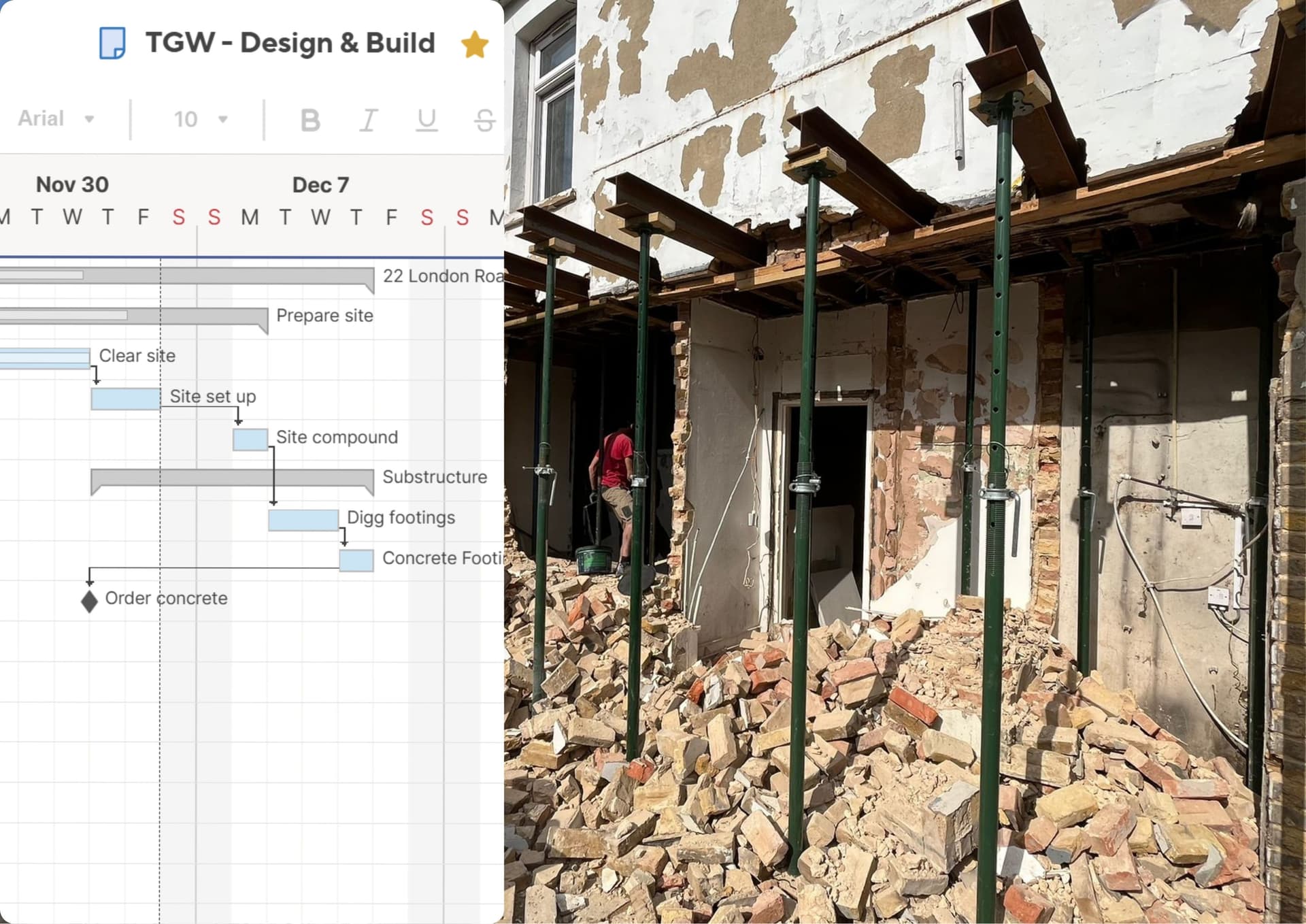 Project management and build phase site finish